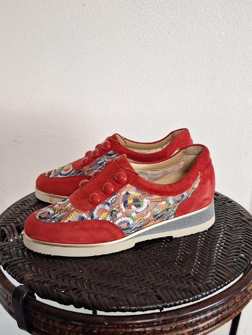 Brunate Red Suede Leather Shoes Women Size 36.5